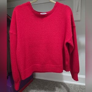 NWOT Bright Red Oversized Crew Neck Sweater